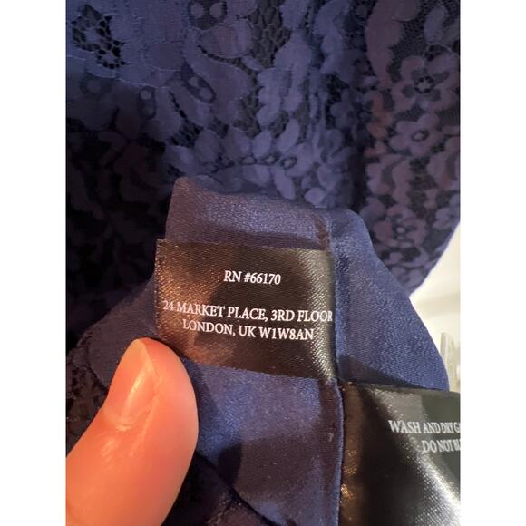 Keepsake Dress Mini Short Elegant Navy Lace Sheath Cocktail Sheath Large - Picture 10 of 12